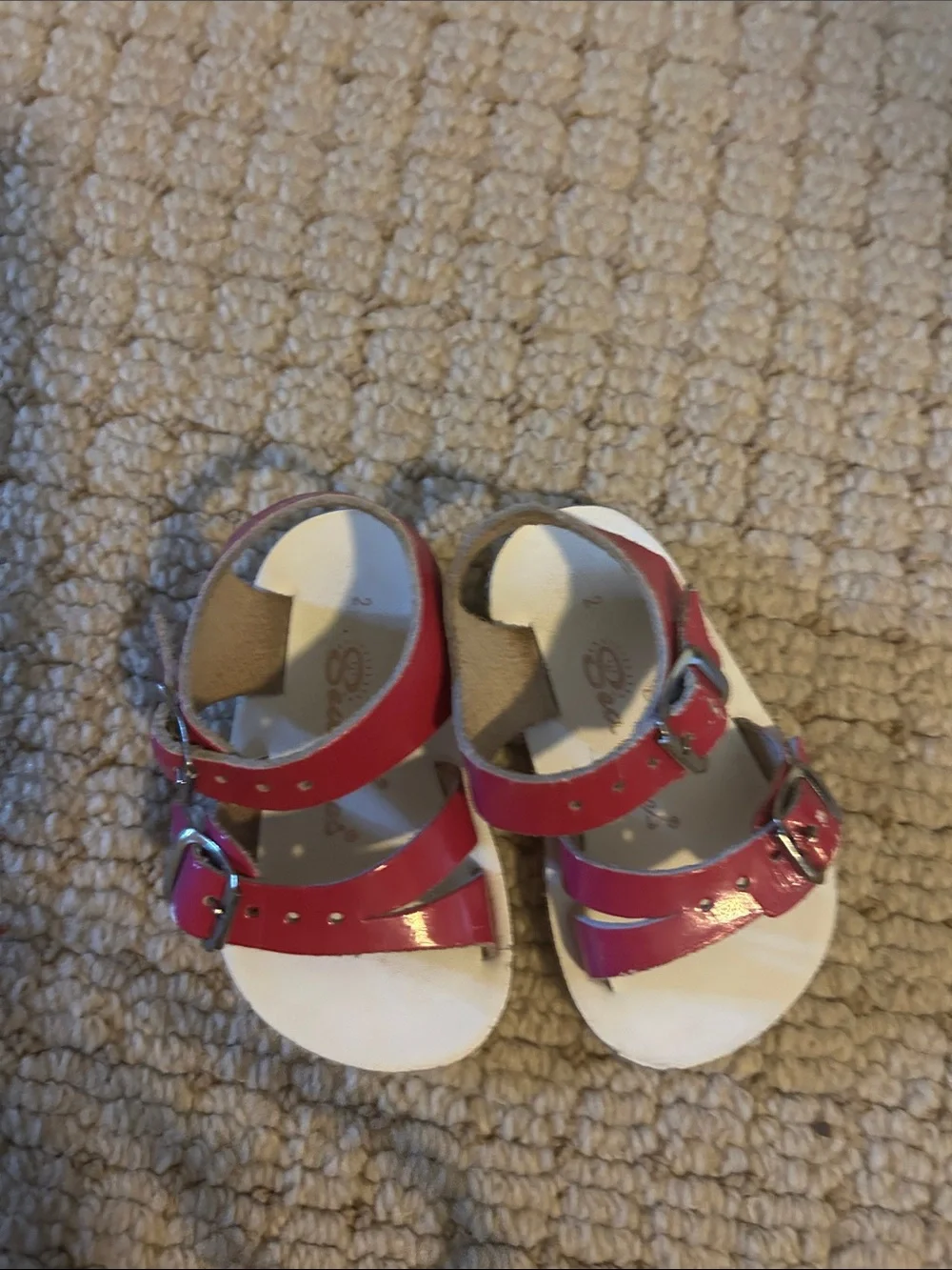 Sun Sans Sea Wee Girls' Pink Patent Leather Two-Strap Sandals